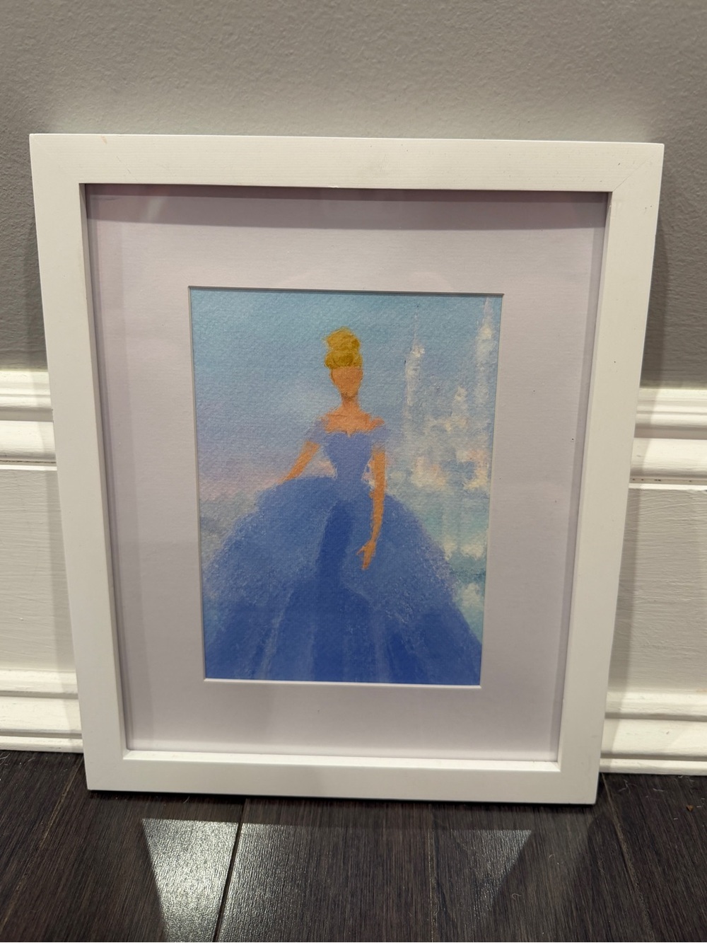 NWOT CUSTOM MADE Disney Princess Cinderella Watercolor Portrait Frame 11” x 9”